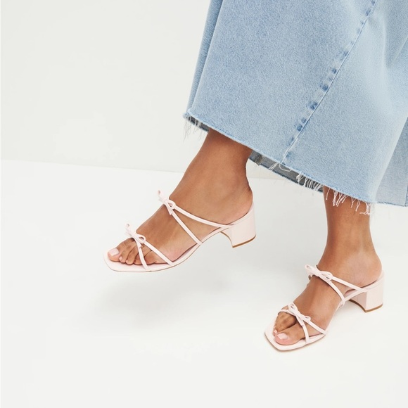 Reformation Elodie Bow Block Heel Sandals - Picture 1 of 7